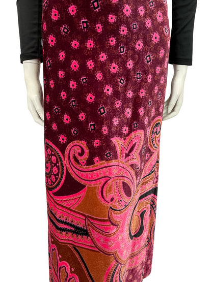 VTG 70S PINK BROWN PURPLE SWIRL PSYCHEDELIC PAISLEY MANDALA MAXI SKIRT 4
