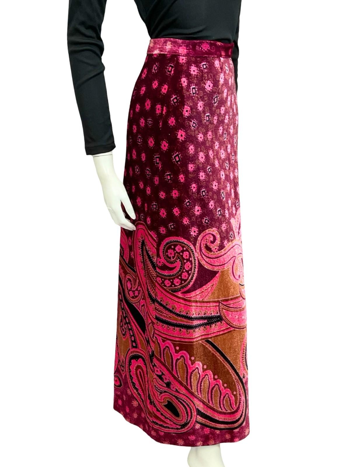 VTG 70S PINK BROWN PURPLE SWIRL PSYCHEDELIC PAISLEY MANDALA MAXI SKIRT 4