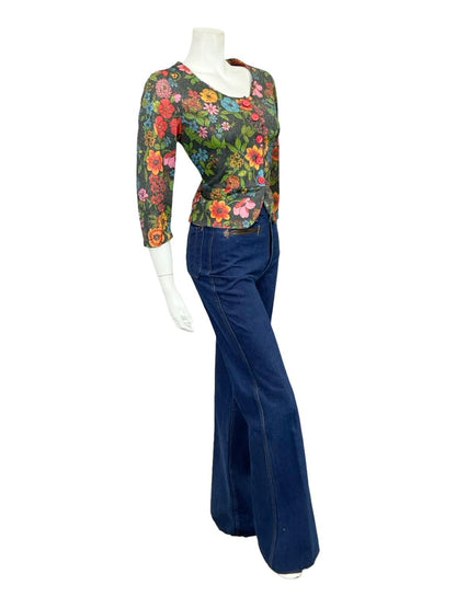 VTG 60S 70S BLACK PINK ORANGE GREEN GLITTERY LUREX PARTY PEPLUM CROPPED TOP 14