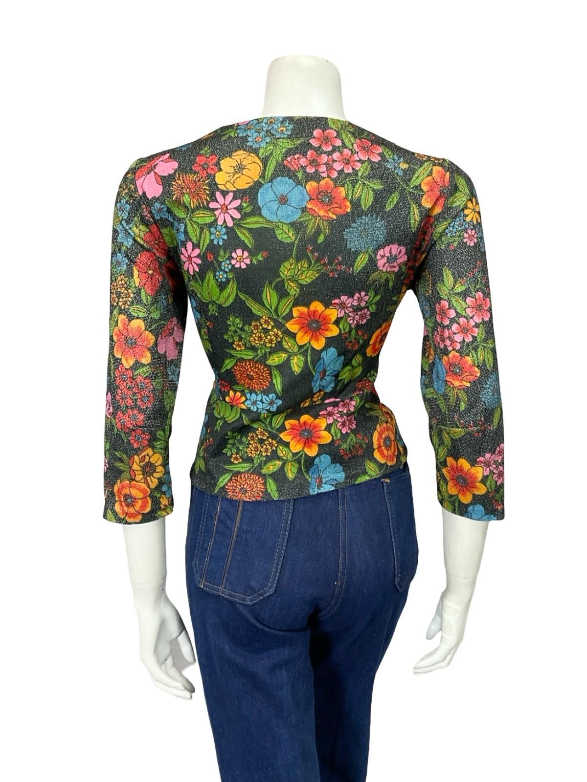 VTG 60S 70S BLACK PINK ORANGE GREEN GLITTERY LUREX PARTY PEPLUM CROPPED TOP 14