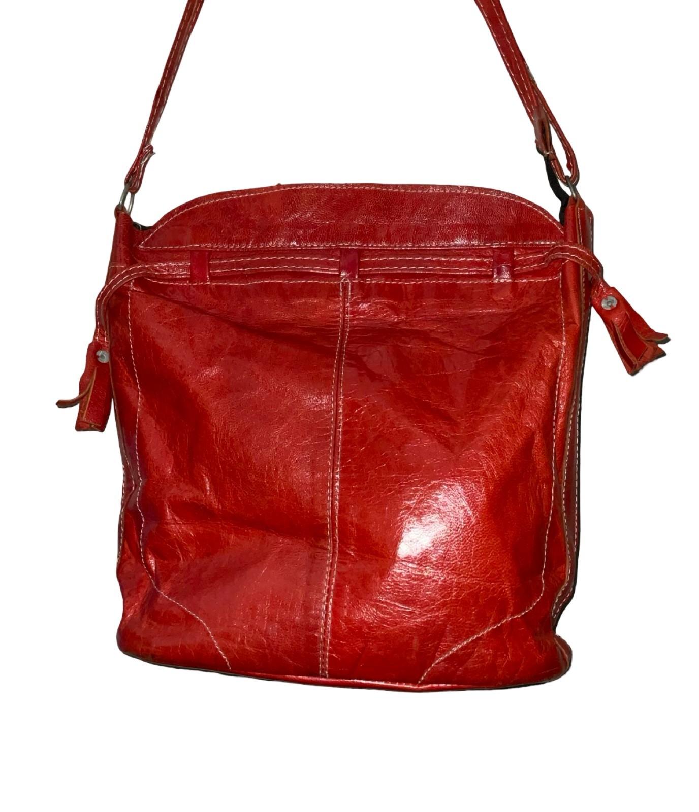 VTG 60S 70S RED BROWN LEATHER MOROCCAN CAMEL EMBOSSED WOVEN SUN SHOULDER BAG