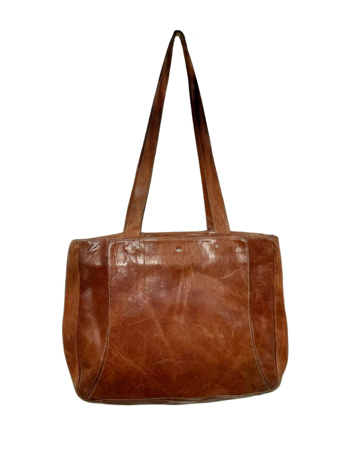 Vintage 60s 70s Golden Head brown leather large shopper bag Shrinking Violets Vintage 