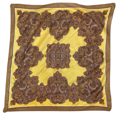 VTG 60S 70S YELLOW PURPLE BROWN PSYCHEDELIC MANDALA SILK SCARF