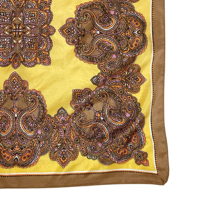 VTG 60S 70S YELLOW PURPLE BROWN PSYCHEDELIC MANDALA SILK SCARF