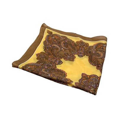 VTG 60S 70S YELLOW PURPLE BROWN PSYCHEDELIC MANDALA SILK SCARF