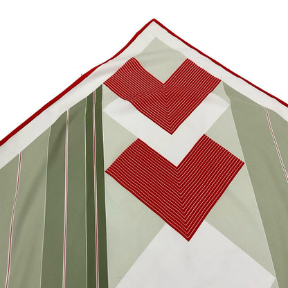 VTG 60S 70S GREY WHITE RED OLGA GRECO MOD GEOMETRIC SQUARE STRIPED SCARF