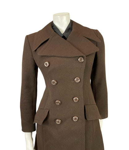 VTG 60S 70S MOD BROWN DOUBLE BREASTED NOTCH LAPEL COAT 10