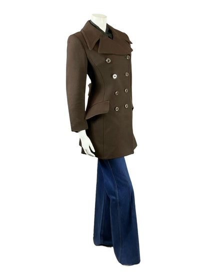 VTG 60S 70S MOD BROWN DOUBLE BREASTED NOTCH LAPEL COAT 10