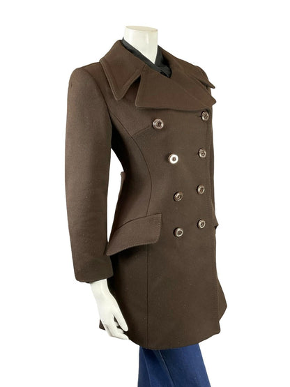 VTG 60S 70S MOD BROWN DOUBLE BREASTED NOTCH LAPEL COAT 10