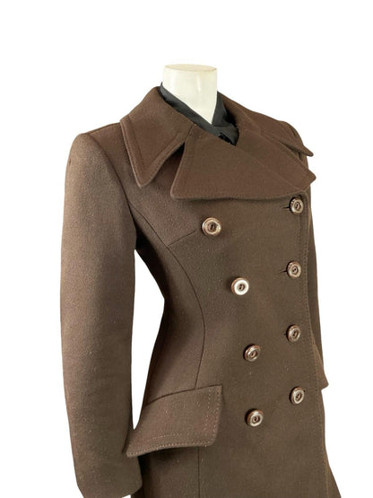 VTG 60S 70S MOD BROWN DOUBLE BREASTED NOTCH LAPEL COAT 10