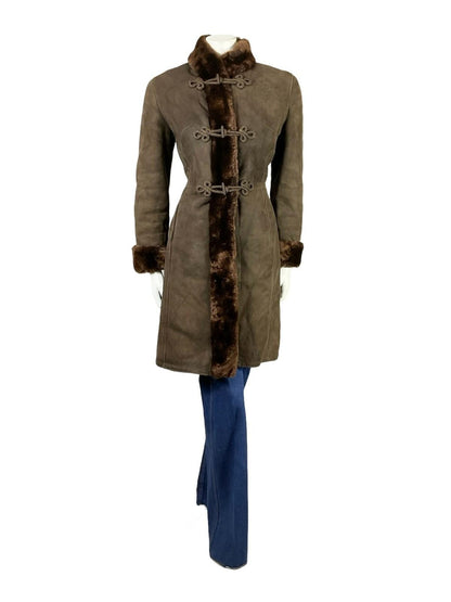 VTG 60S 70S DARK BROWN SUEDE 3 TOGGLE DR ZHIVAGO BOHO PRINCESS COAT 12