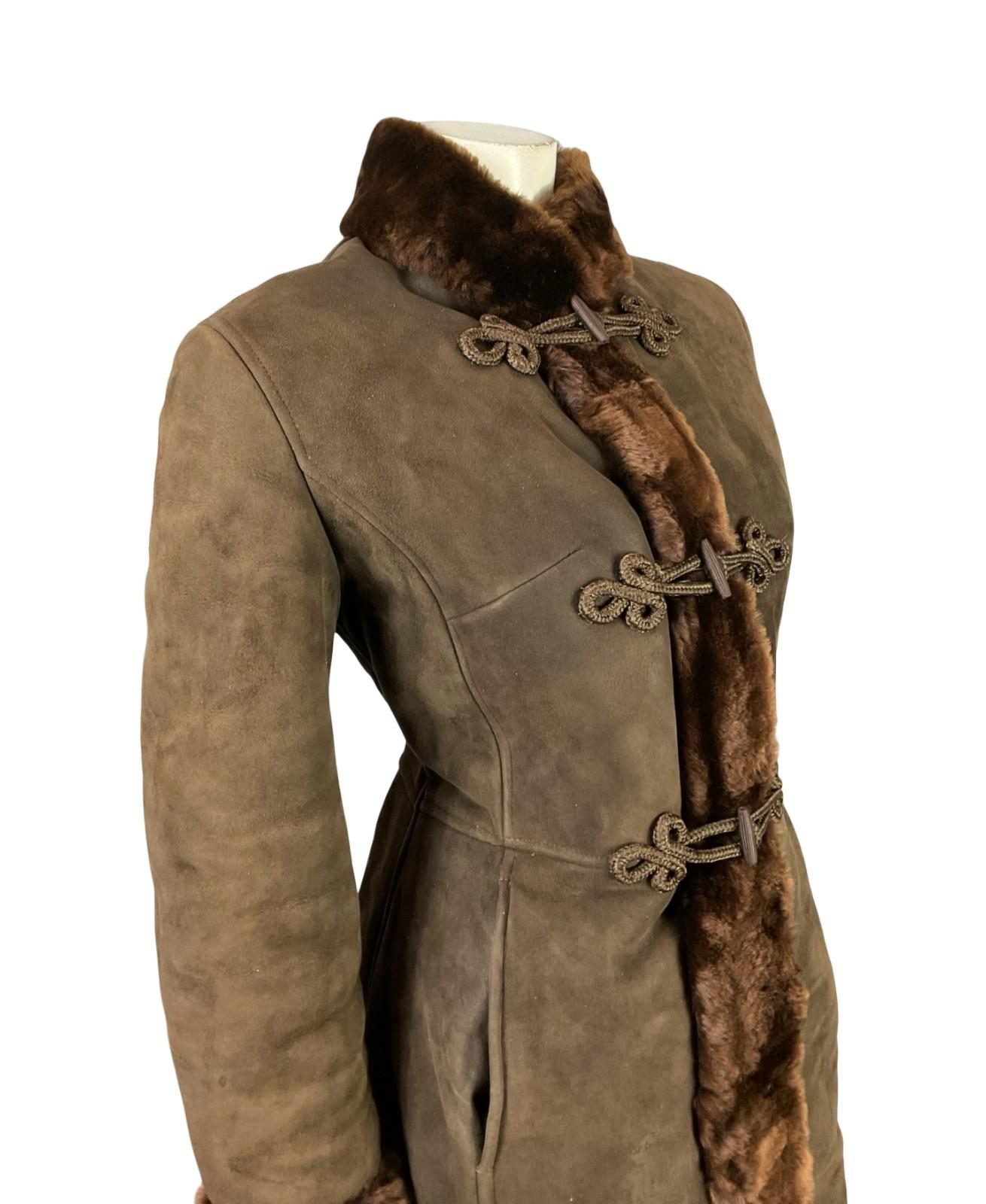 VTG 60S 70S DARK BROWN SUEDE 3 TOGGLE DR ZHIVAGO BOHO PRINCESS COAT 12