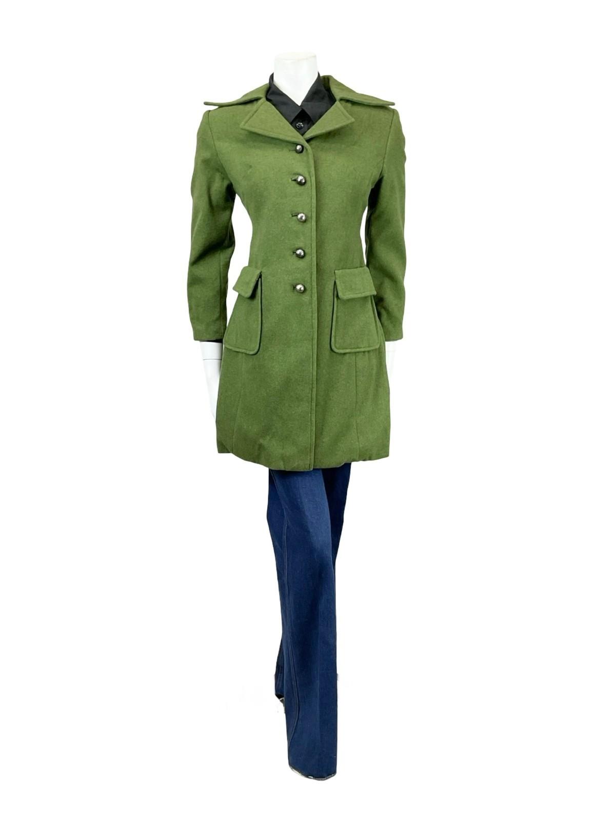 VTG 60S 70S MOD MOSSY GREEN FELT WOOL DAGGER NOTCH LAPEL VENT COAT 10