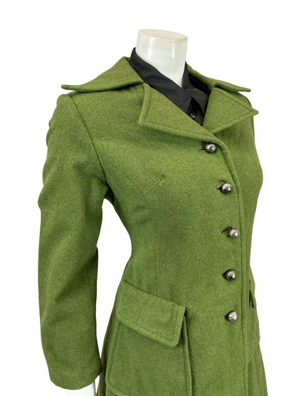 VTG 60S 70S MOD MOSSY GREEN FELT WOOL DAGGER NOTCH LAPEL VENT COAT 10