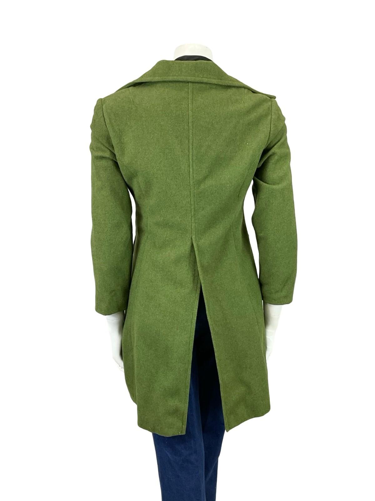 VTG 60S 70S MOD MOSSY GREEN FELT WOOL DAGGER NOTCH LAPEL VENT COAT 10