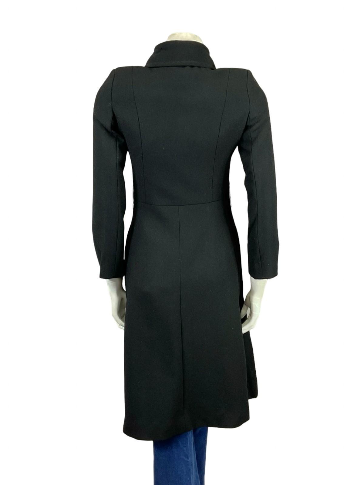 VTG 60S 70S JAPANESE BLACK MOD DAGGER COLLAR LONG COAT WITH POCKETS 8