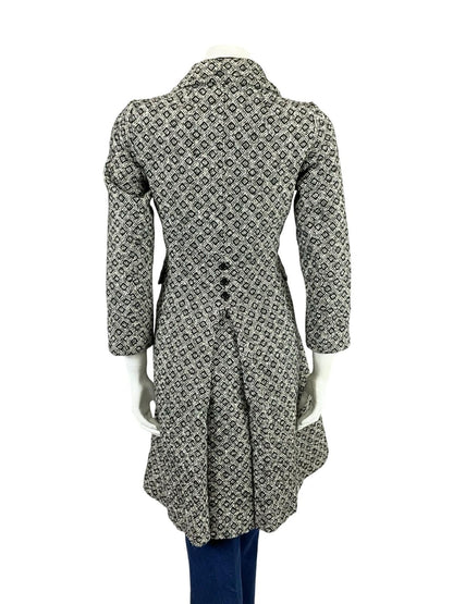 VTG 60S 70S BLACK WHITE MOD GEOMETRIC DIAMOND DAGGER COLLAR DOUBLE BREAST COAT 8