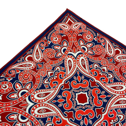 VTG 60S 70S NAVY BLUE RED GREY WHITE PAISLEY PSYCHEDELIC MANDALA SCARF