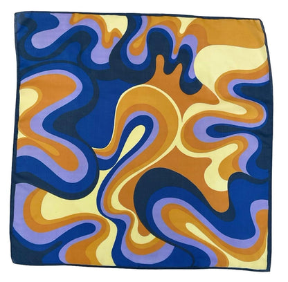 VTG 60S 70S PURPLE CREAM BEIGE ORANGE SQUIGGLE SWIRL PSYCHEDELIC SCARF