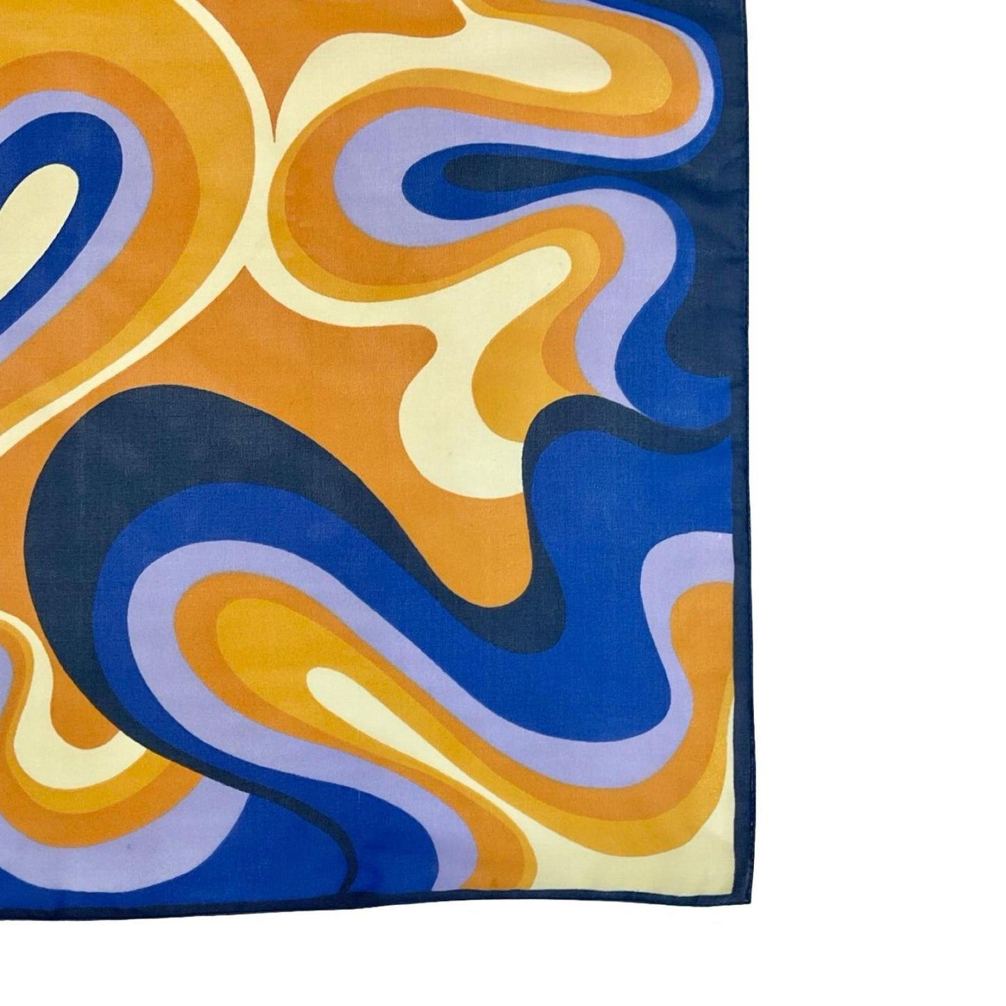 VTG 60S 70S PURPLE CREAM BEIGE ORANGE SQUIGGLE SWIRL PSYCHEDELIC SCARF
