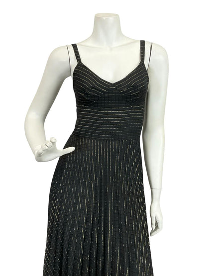 shrinking violets gold and black stripe maxi dress 3