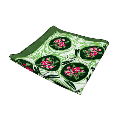 VTG 60S 70S GREEN PINK WHITE FLORAL DOTTY DRAGONFLY SWIRL SCARF