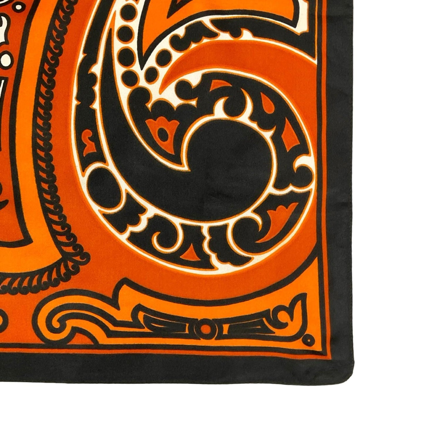 VTG 60S 70S ORANGE BROWN CREAM BLACK PSYCHEDELIC SWIRL SCARF