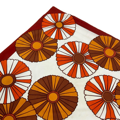 VTG 60S 70S BROWN WHITE BURGUNDY ORANGE MOD FLOWER POWER FLORAL DAISY SCARF