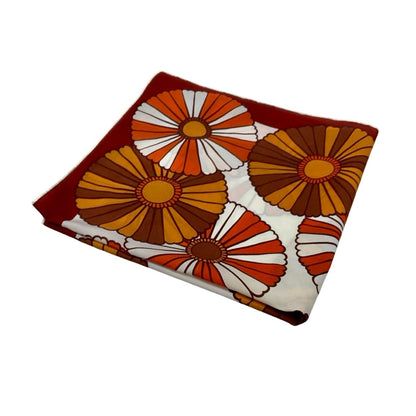 VTG 60S 70S BROWN WHITE BURGUNDY ORANGE MOD FLOWER POWER FLORAL DAISY SCARF