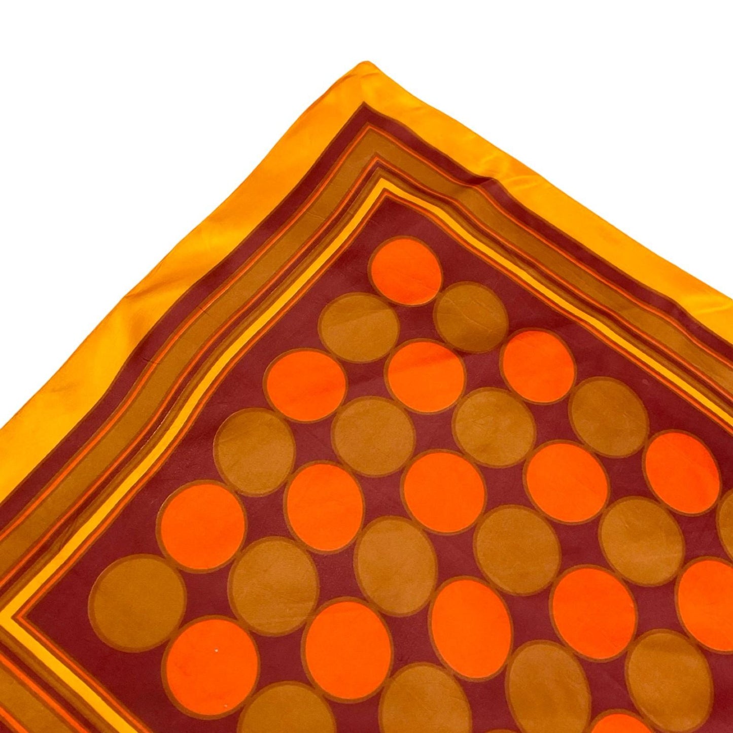 VTG 60S 70S ORANGE BROWN MOD GEOMETRIC DOTTY STRIPED SCARF