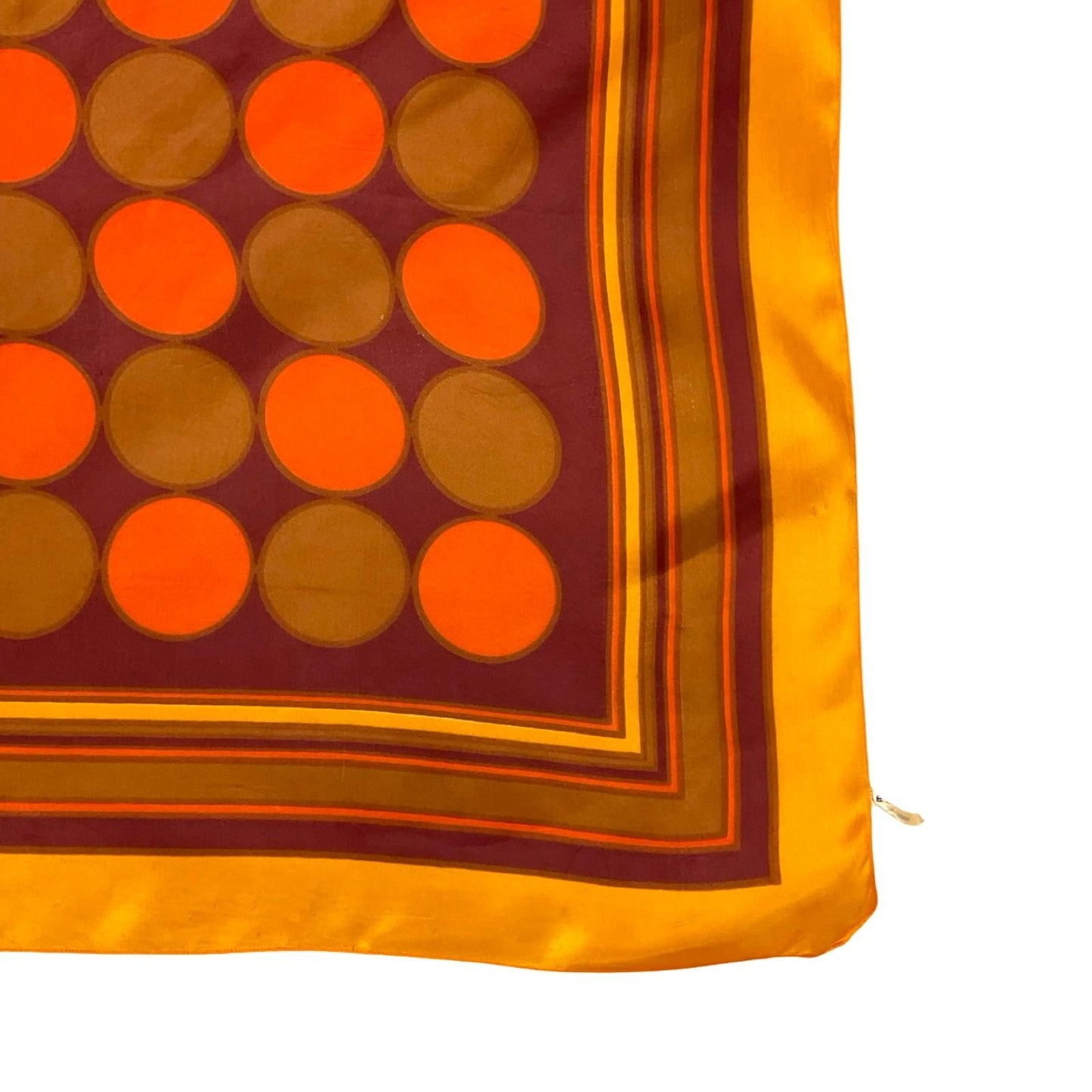 VTG 60S 70S ORANGE BROWN MOD GEOMETRIC DOTTY STRIPED SCARF
