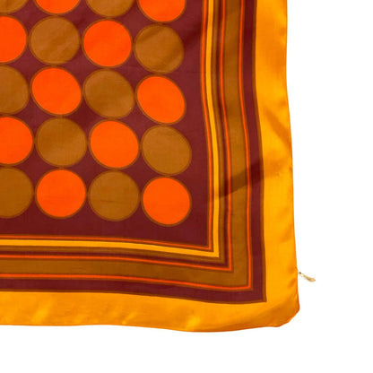 VTG 60S 70S ORANGE BROWN MOD GEOMETRIC DOTTY STRIPED SCARF