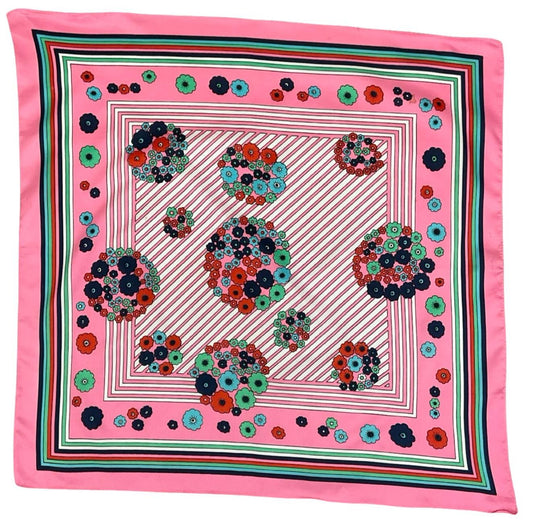 VTG 60S 70S PINK WHITE GREEN BLUE RED GEOMETRIC FLORAL STRIPED MOD SCARF