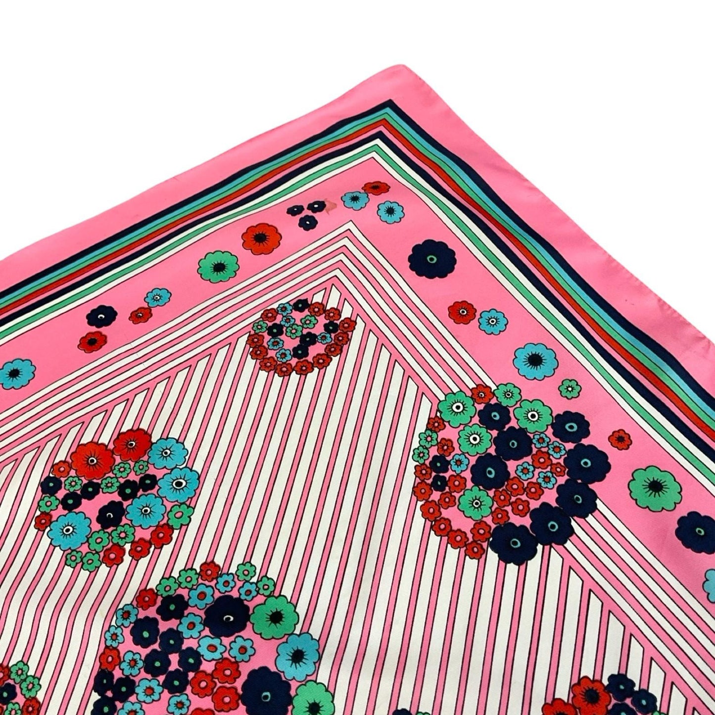 VTG 60S 70S PINK WHITE GREEN BLUE RED GEOMETRIC FLORAL STRIPED MOD SCARF