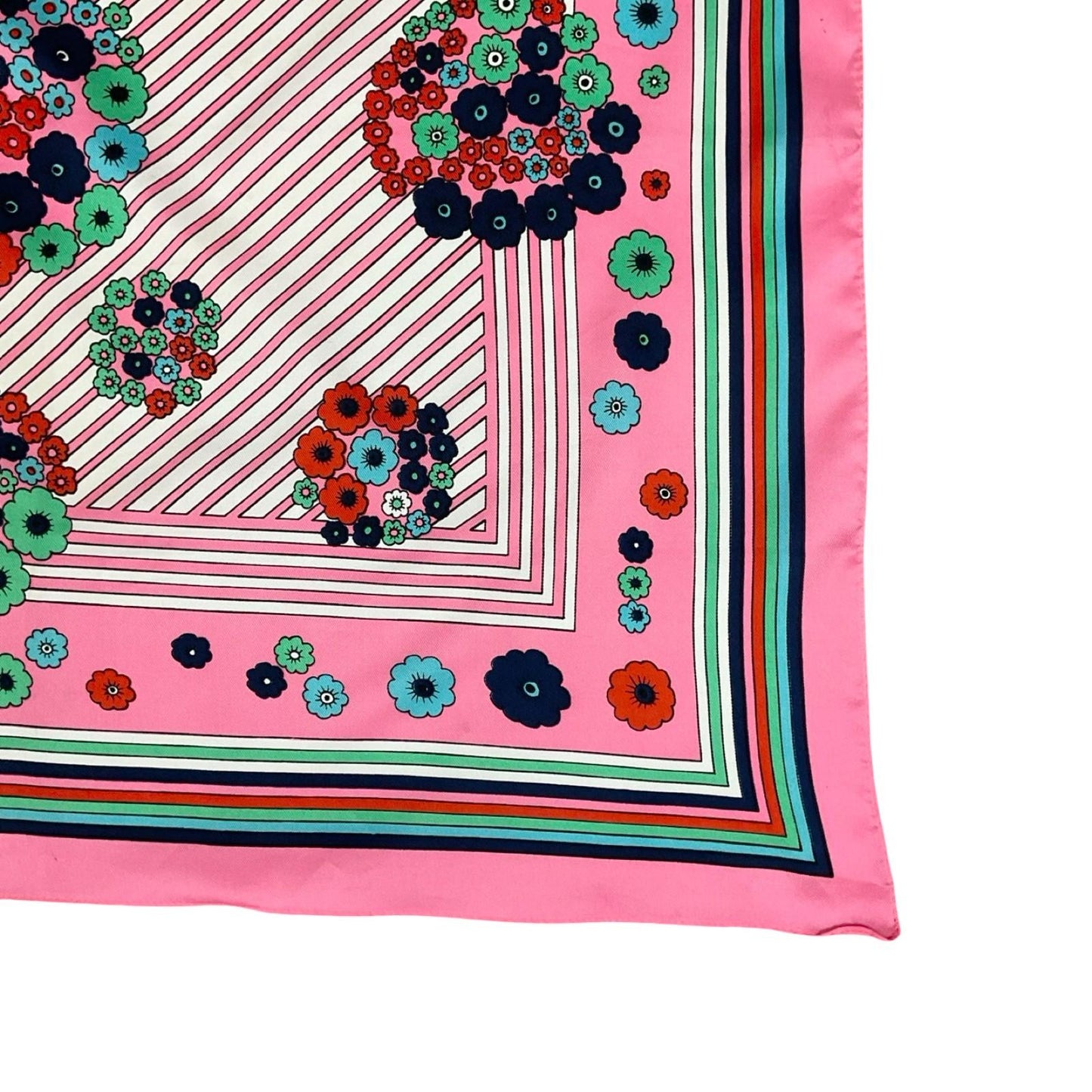 VTG 60S 70S PINK WHITE GREEN BLUE RED GEOMETRIC FLORAL STRIPED MOD SCARF