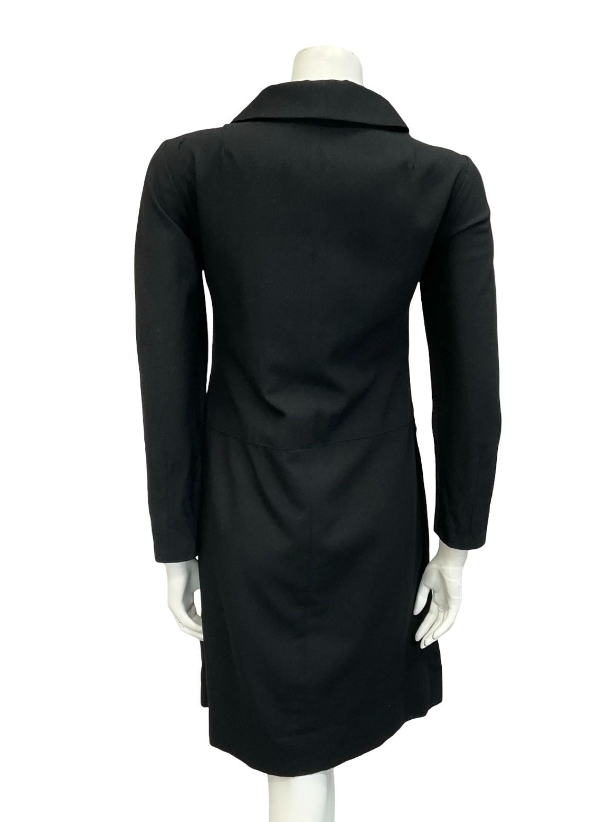 VTG 60S 70S BLACK MOD LACE MONOCHROME LONG SLEEVE SHIRT SHIFT DRESS 12