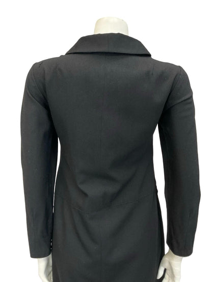 VTG 60S 70S BLACK MOD LACE MONOCHROME LONG SLEEVE SHIRT SHIFT DRESS 12