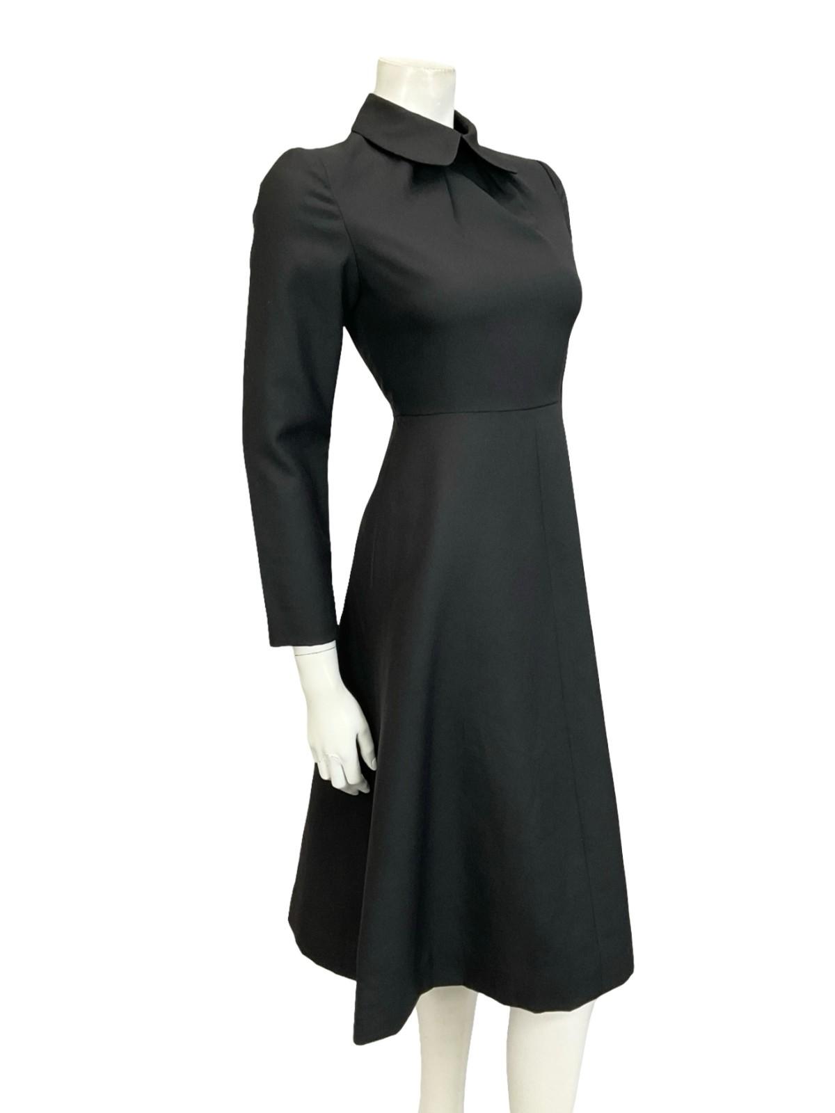 VTG 60S 70S MOD PETER PAN COLLAR BLACK MONOCHROME A LINE MIDI DRESS 8