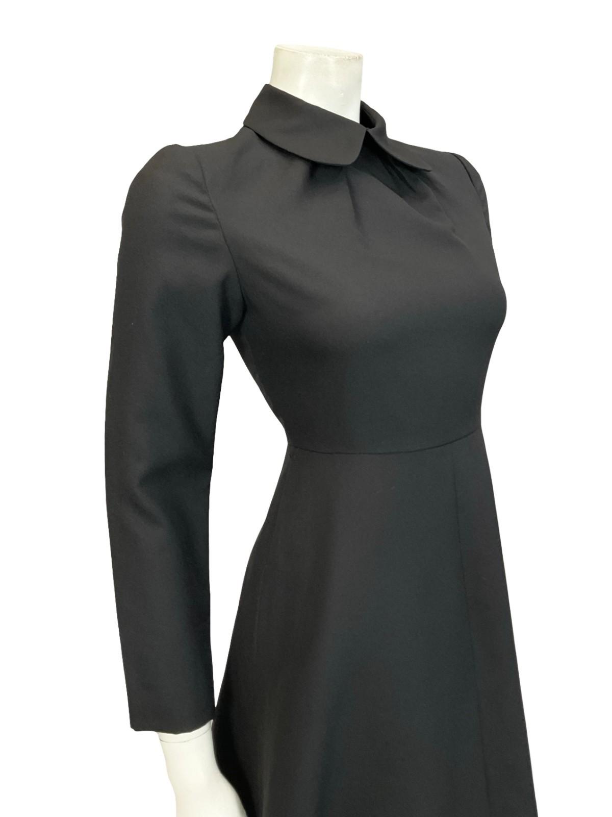 VTG 60S 70S MOD PETER PAN COLLAR BLACK MONOCHROME A LINE MIDI DRESS 8