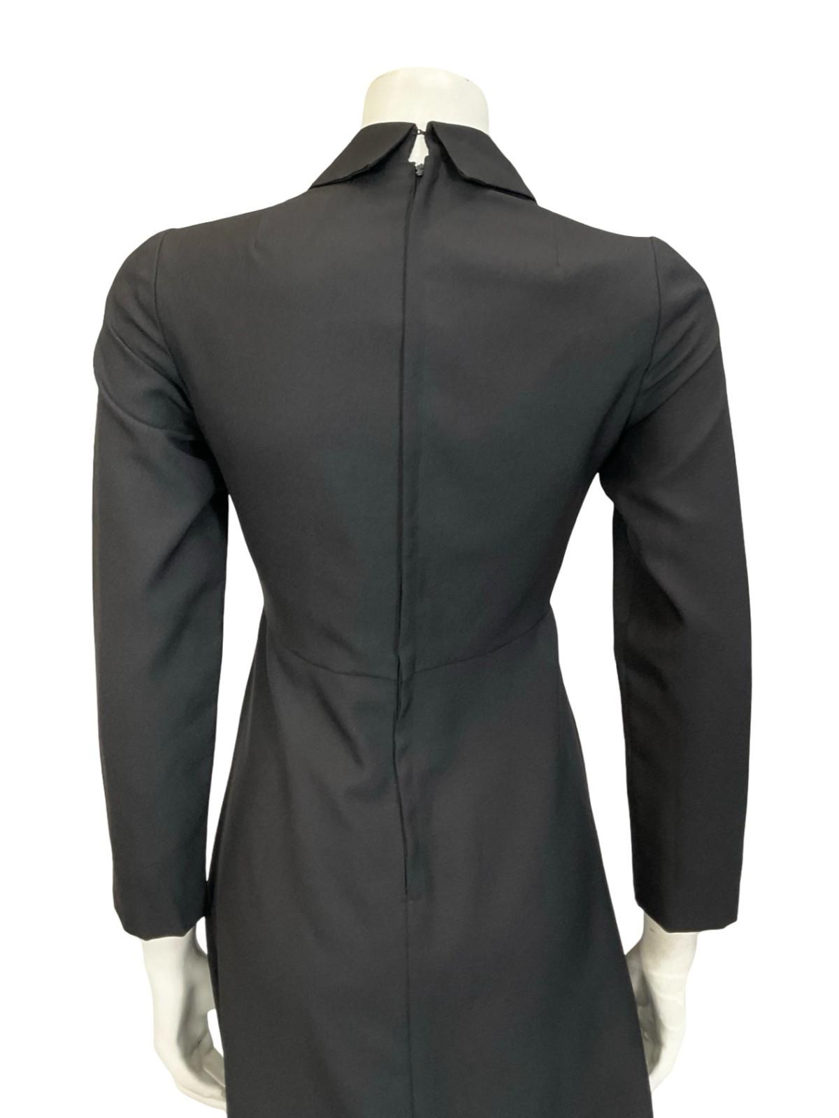 VTG 60S 70S MOD PETER PAN COLLAR BLACK MONOCHROME A LINE MIDI DRESS 8