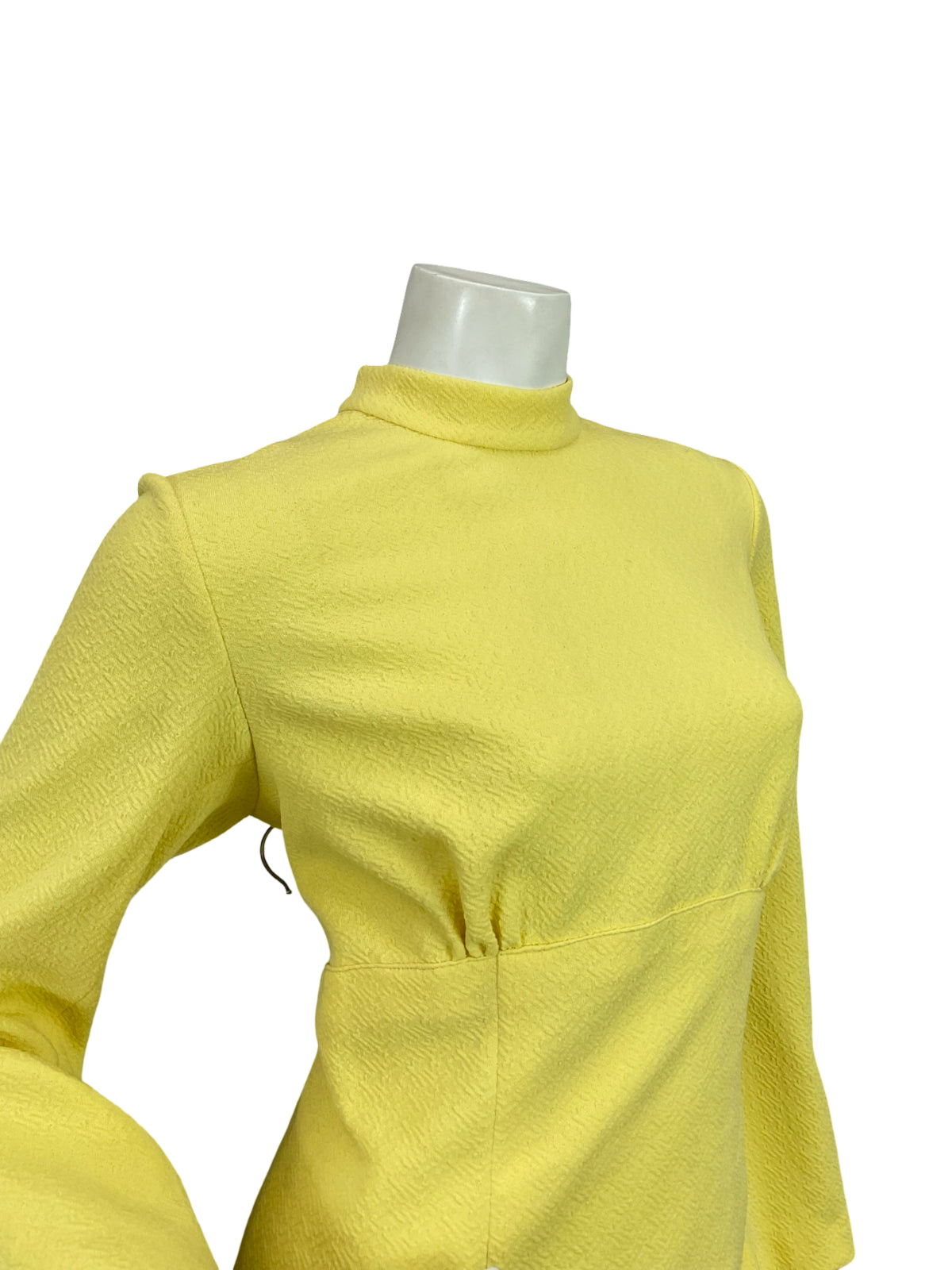 VTG 60S 70S BUTTERCUP YELLOW BOHO HIPPY BELL SLEEVE EMPIRE RUFFLE MAXI DRESS 12