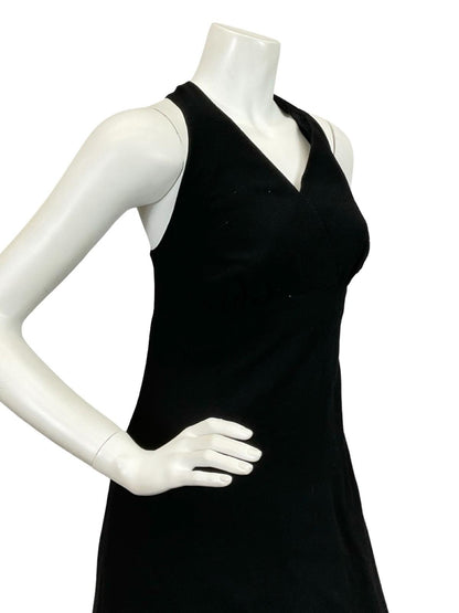 VTG 60S 70S BLACK PURPLE GREEN BRONZE PEACOCK EMBROIDERED HALTER MAXI DRESS 10