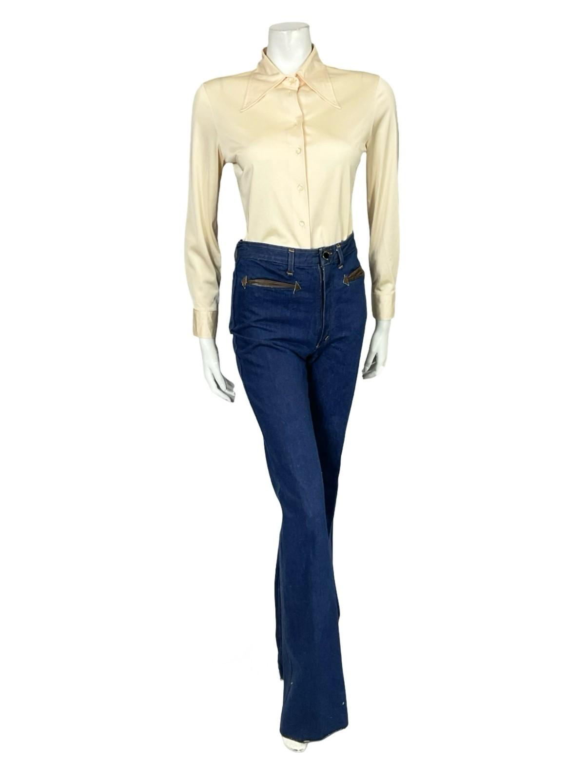 VTG 60S 70S JAPANESE CREAM DAGGER COLLAR MOD BEIGE MONOCHROME SHIRT 10 12