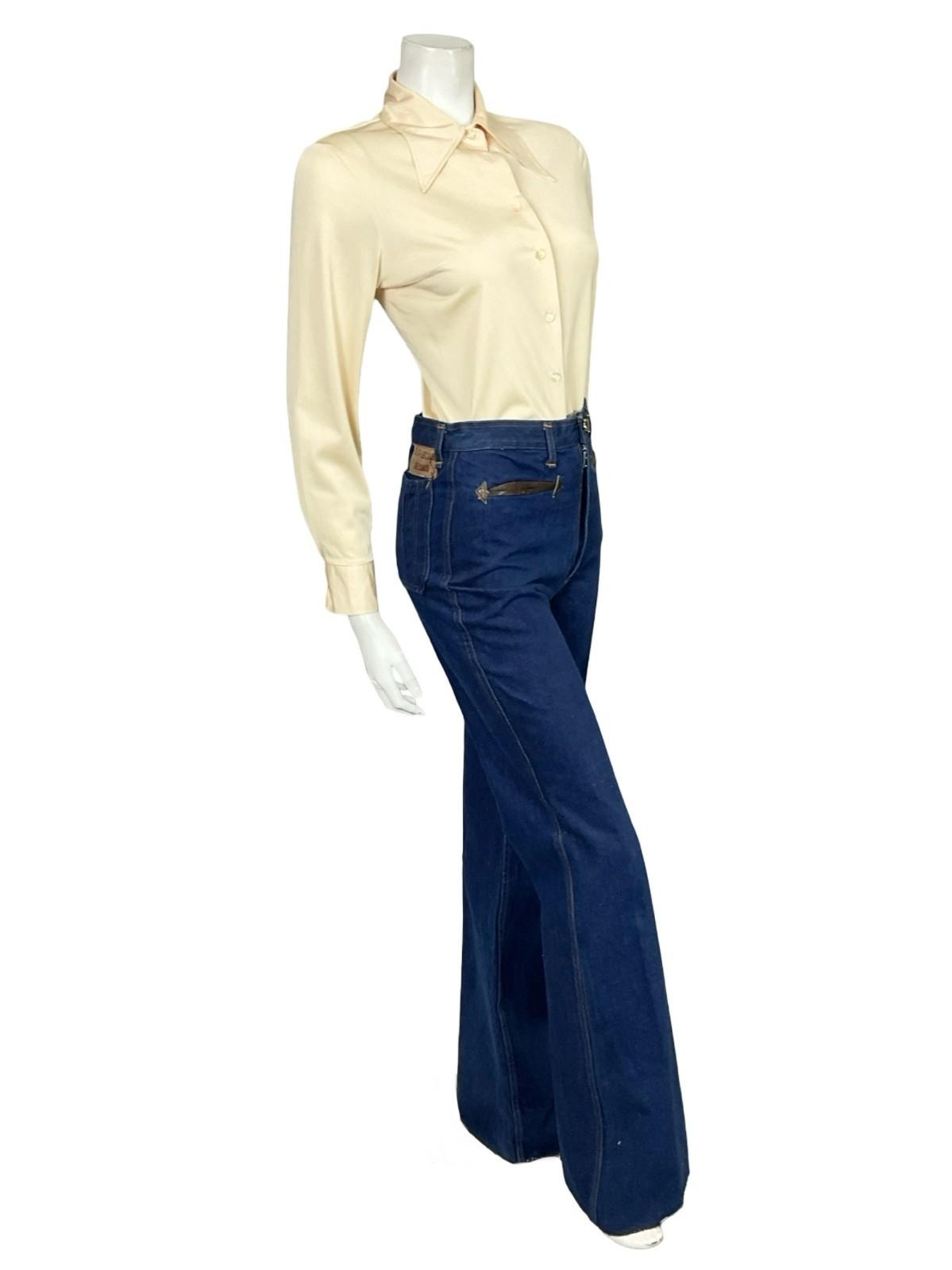 VTG 60S 70S JAPANESE CREAM DAGGER COLLAR MOD BEIGE MONOCHROME SHIRT 10 12