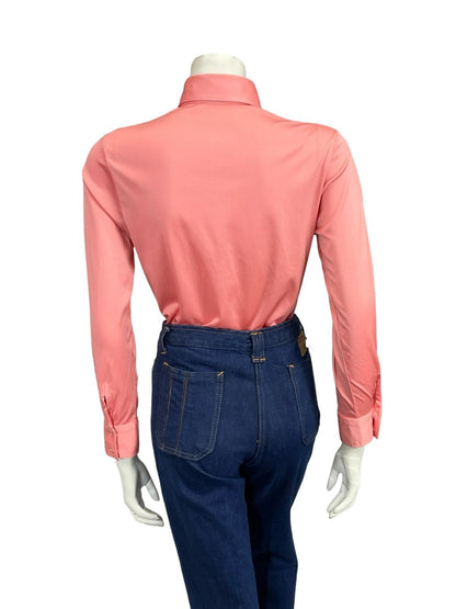 VTG 60S 70S TAIWANESE MOD DAGGER COLLAR PINK MONOCHROME SHIRT 8 10 S