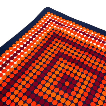 VTG 60S 70S NAVY BLUE WHITE ORANGE BURGUNDY POLKA DOT GEOMETRIC MOD SCARF