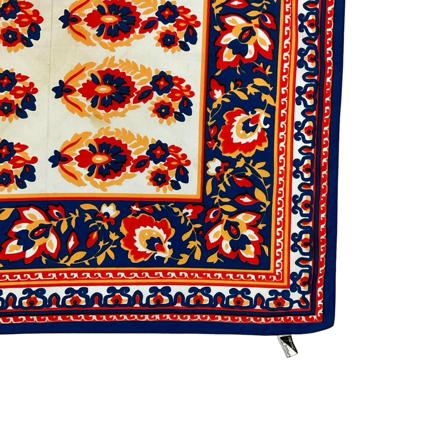 VTG 60S 70S RED BLUE YELLOW WHITE FLORAL BOHO MANDALA SCARF