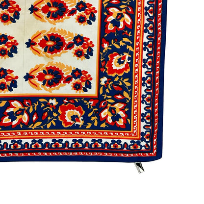 VTG 60S 70S RED BLUE YELLOW WHITE FLORAL BOHO MANDALA SCARF