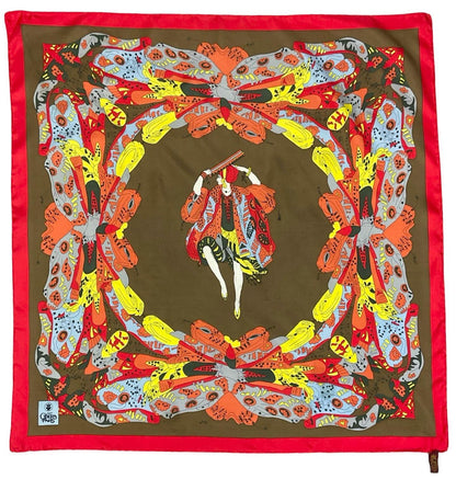 RED BROWN ORANGE OPERA OF PARIS PSYCHEDELIC DANCER SILK SOUVENIR SCARF