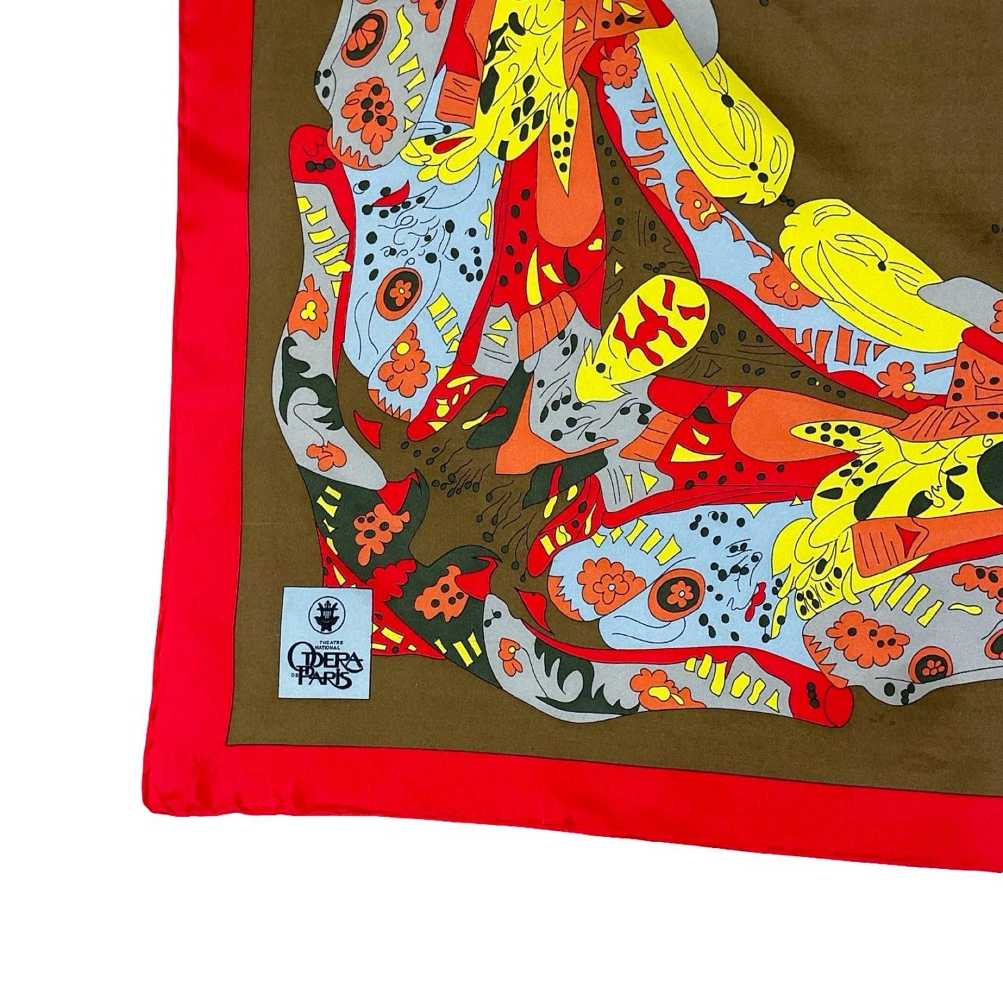 RED BROWN ORANGE OPERA OF PARIS PSYCHEDELIC DANCER SILK SOUVENIR SCARF